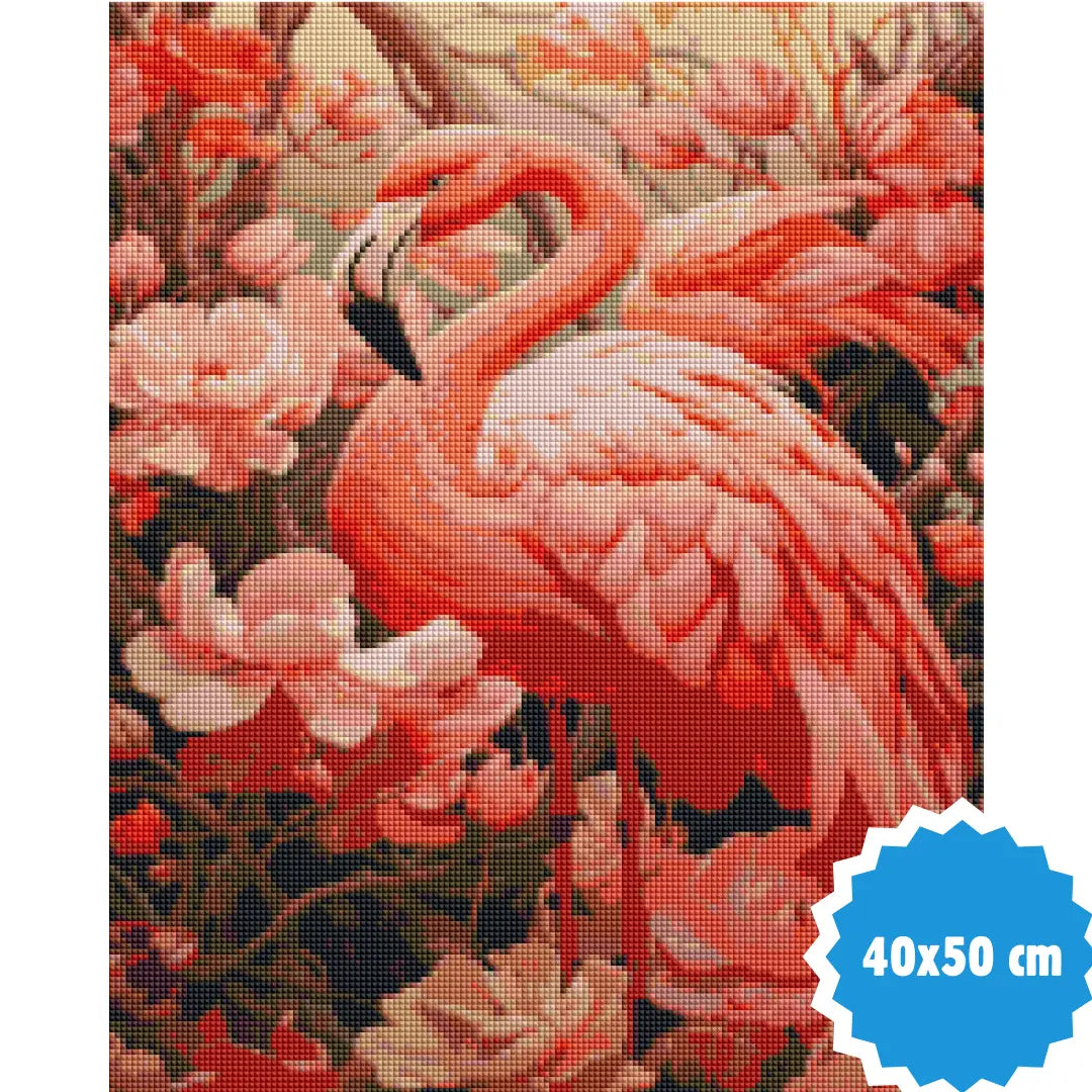 Diamond painting van roze flamingo, 40x50 cm