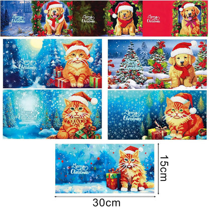 Diamond Painting Kaarten - Kerstkaarten (2) - 15x15cm - 8-Delig - Ronde Steentjes - Met Enveloppen